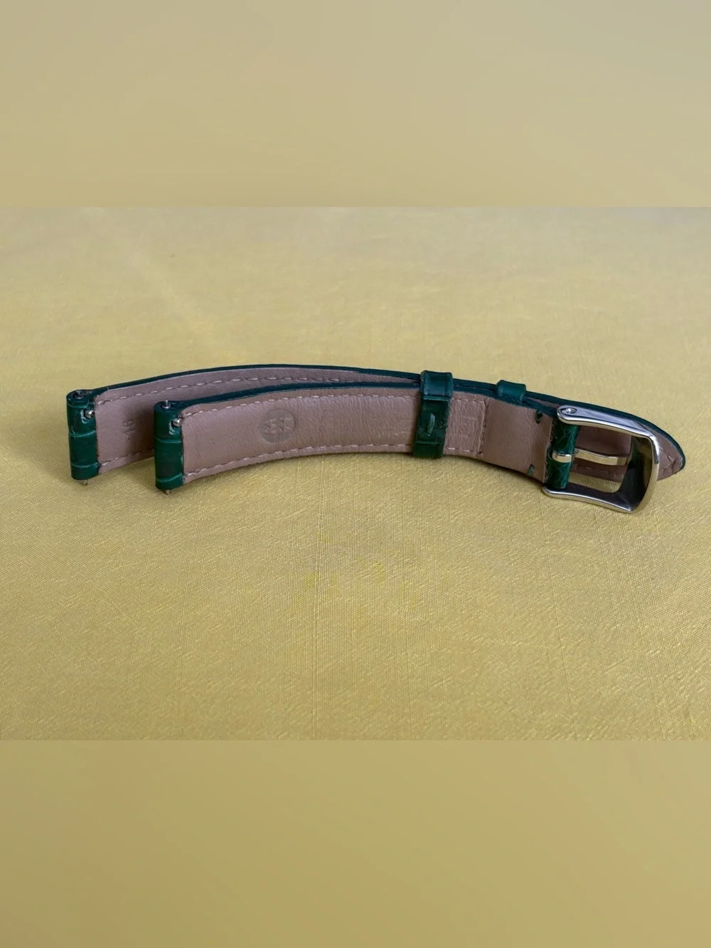 16mm Green Embossed Alligator Leather Strap